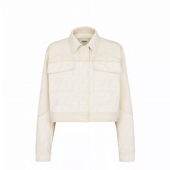 Fendi Dresses & Skirts - Fendi FF Print Denim Jacket – Bold Cropped Design
